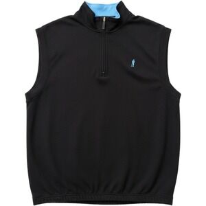 Payne Stewart Golf Vest Mens XL Black 1/4 Zip Sleeveless 100% Cotton Pullover